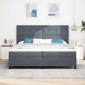 Boxspringbett mit LED Dunkelgrau 200x200 cm Samt