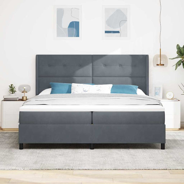 Boxspringbett mit LED Dunkelgrau 200x200 cm Samt