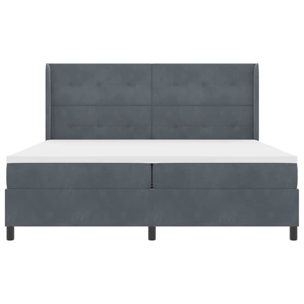 Boxspringbett mit LED Dunkelgrau 200x200 cm Samt