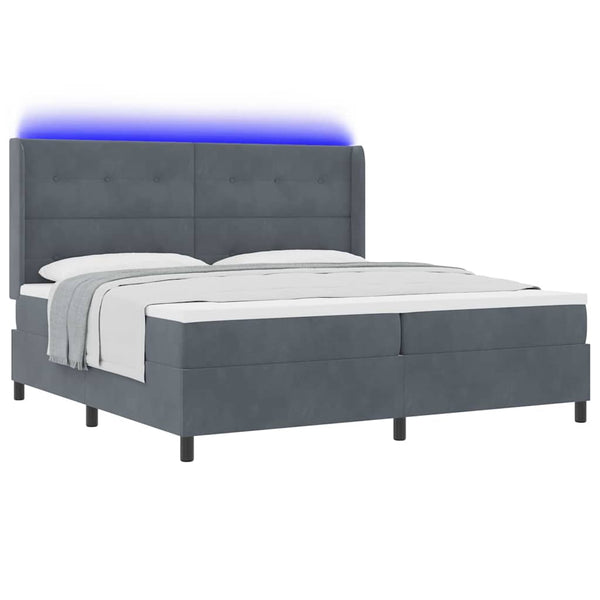 Boxspringbett mit LED Dunkelgrau 200x200 cm Samt