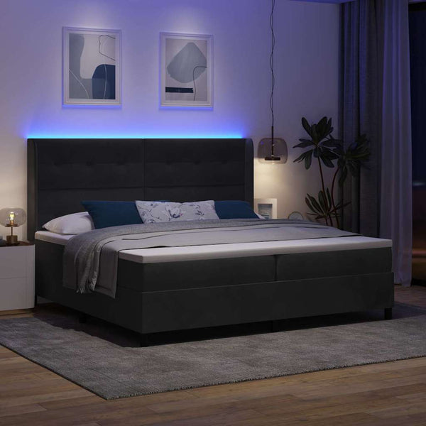 Boxspringbett mit LED Schwarz 200x200 cm Samt