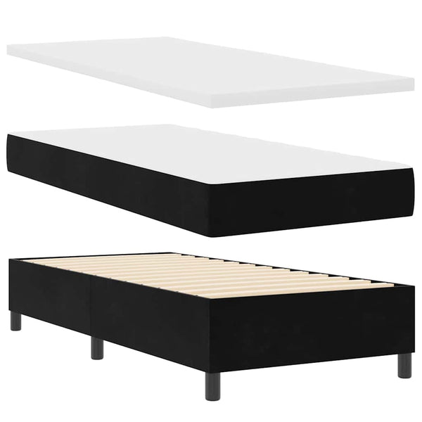 Boxspringbett Schwarz mit LED 90x200 cm Samt