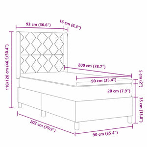 Boxspringbett Schwarz mit LED 90x200 cm Samt