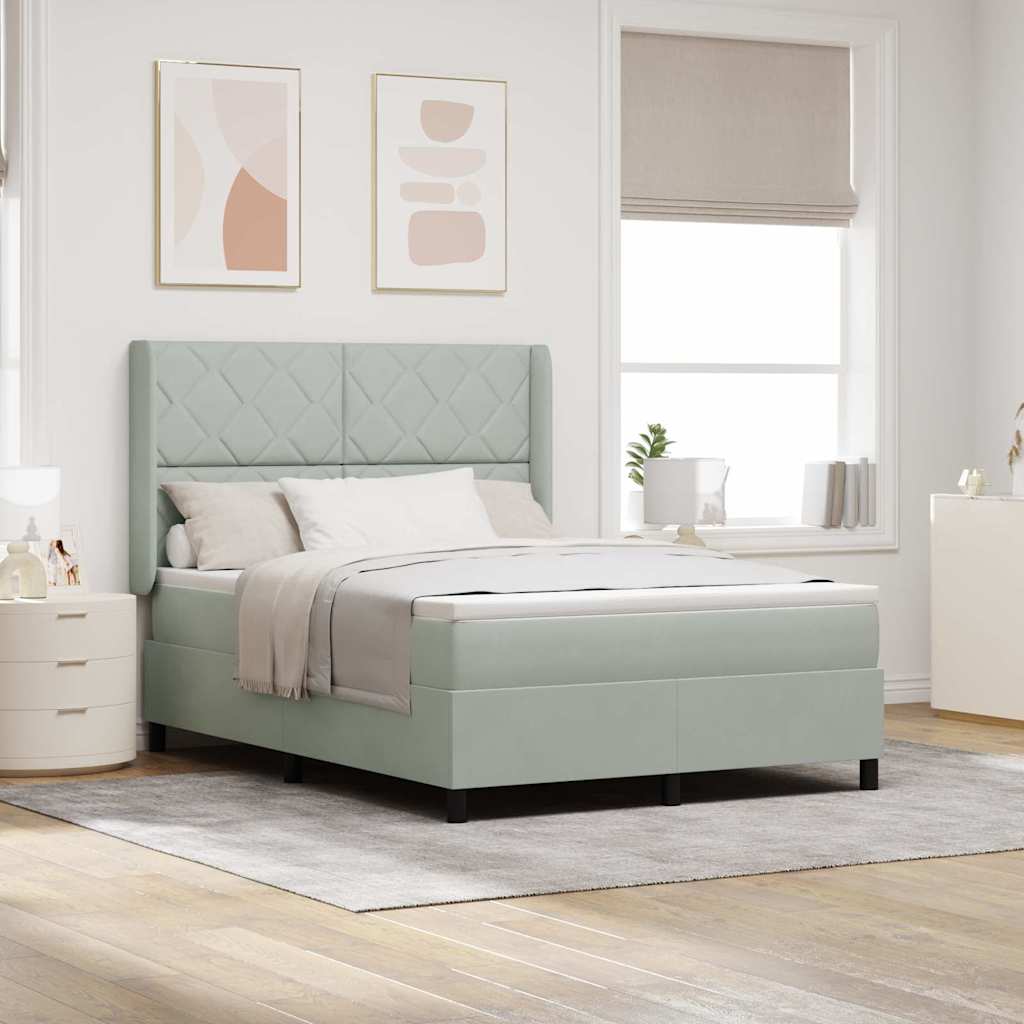 vidaXL Lit tapissier avec matelas et LED Gris clair 140 x 200 cm Velours