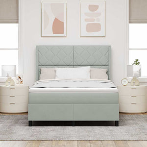vidaXL Lit tapissier avec matelas et LED Gris clair 140 x 200 cm Velours