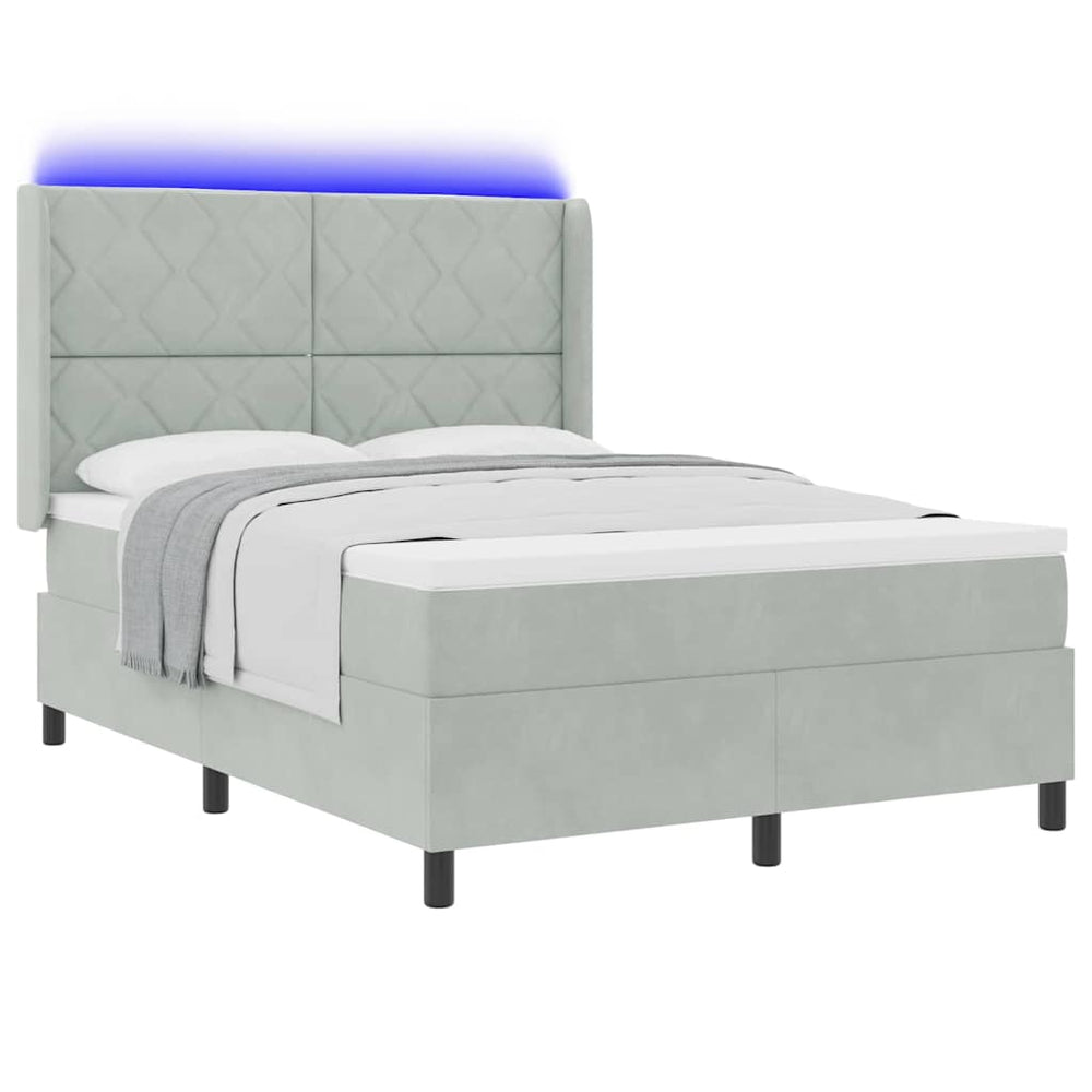 vidaXL Lit tapissier avec matelas et LED Gris clair 140 x 200 cm Velours