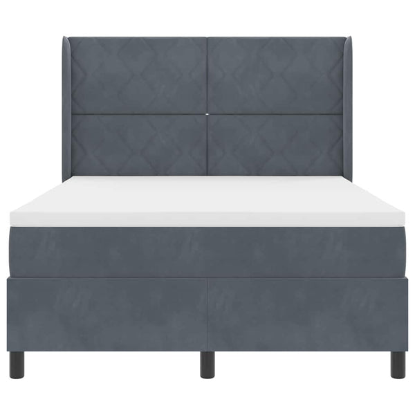 vidaXL Lit double tapissier avec matelas et LED Gris foncé 140 x 200 cm Velours