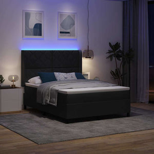 vidaXL Lit coffre avec matelas avec LED noir 140 x 200 cm velours
