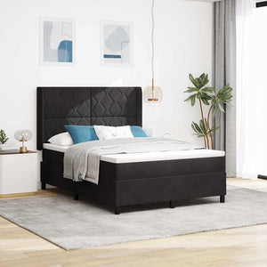 vidaXL Lit coffre avec matelas avec LED noir 140 x 200 cm velours