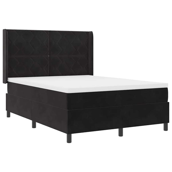 vidaXL Lit coffre avec matelas avec LED noir 140 x 200 cm velours