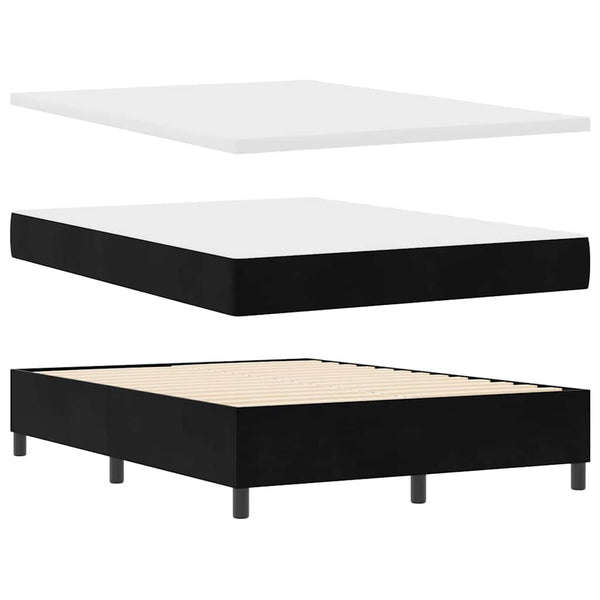 vidaXL Lit coffre avec matelas avec LED noir 140 x 200 cm velours