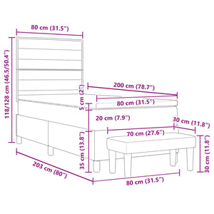Boxspringbett Blau 80x200 cm mit Kopfteil