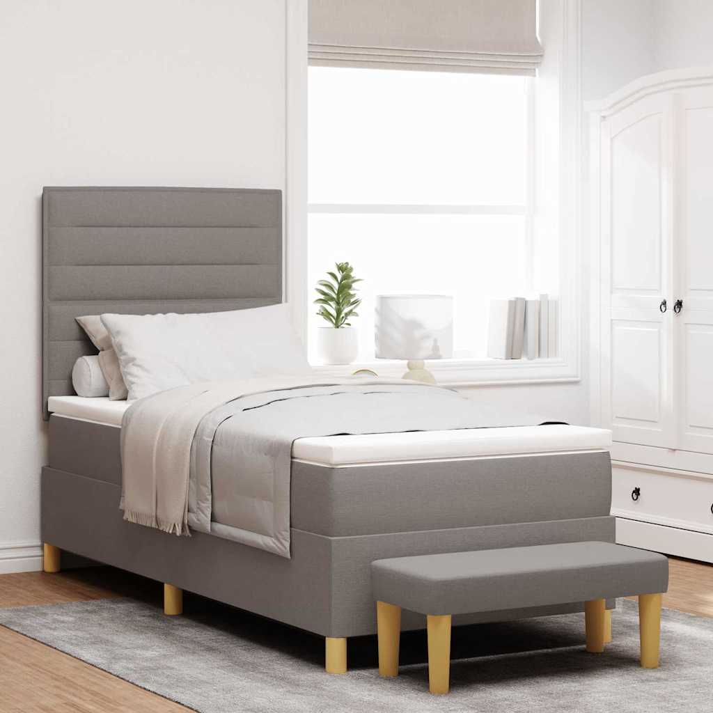 Boxspringbett Taupe 200x90 cm mit Kissen
