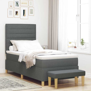 vidaXL Lit boxspring avec oreillers Gris foncé 200 x 90 cm Tissu