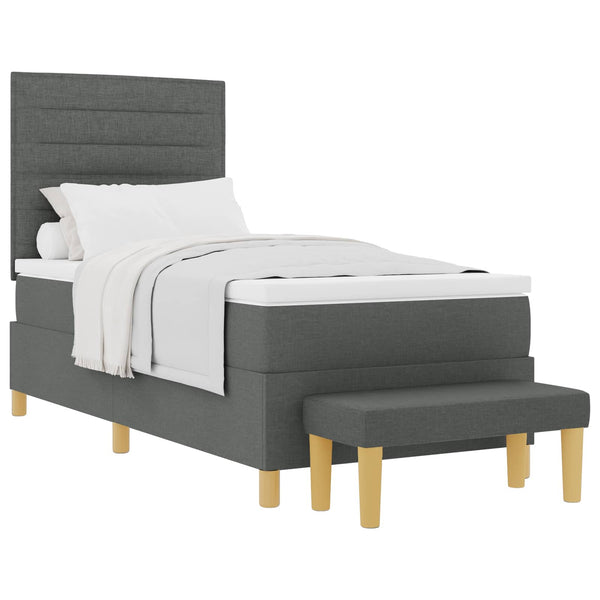 vidaXL Lit boxspring avec oreillers Gris foncé 200 x 90 cm Tissu