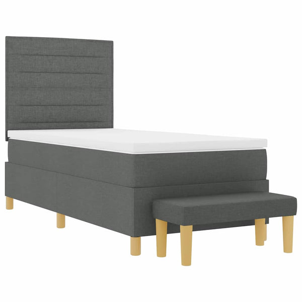vidaXL Lit boxspring avec oreillers Gris foncé 200 x 90 cm Tissu