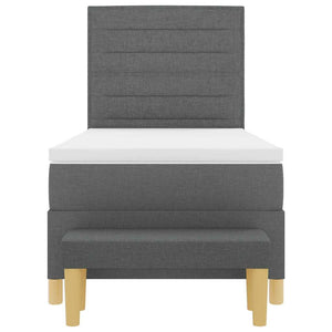 vidaXL Lit boxspring avec oreillers Gris foncé 200 x 90 cm Tissu