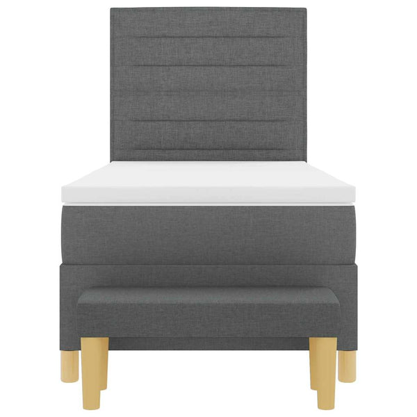 vidaXL Lit boxspring avec oreillers Gris foncé 200 x 90 cm Tissu