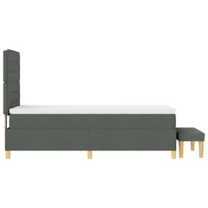 vidaXL Lit boxspring avec oreillers Gris foncé 200 x 90 cm Tissu