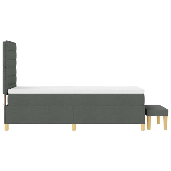 vidaXL Lit boxspring avec oreillers Gris foncé 200 x 90 cm Tissu
