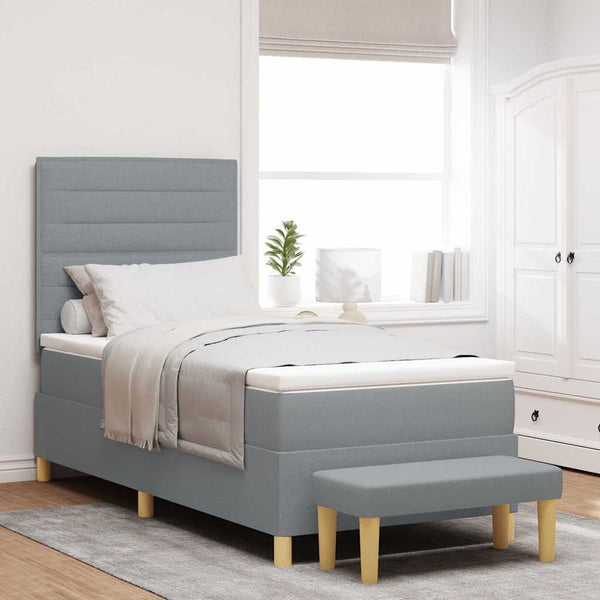 Boxspringbett Hellgrau 200x90 cm mit Kissen