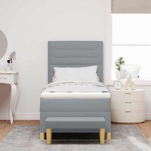 Boxspringbett Hellgrau 200x90 cm mit Kissen