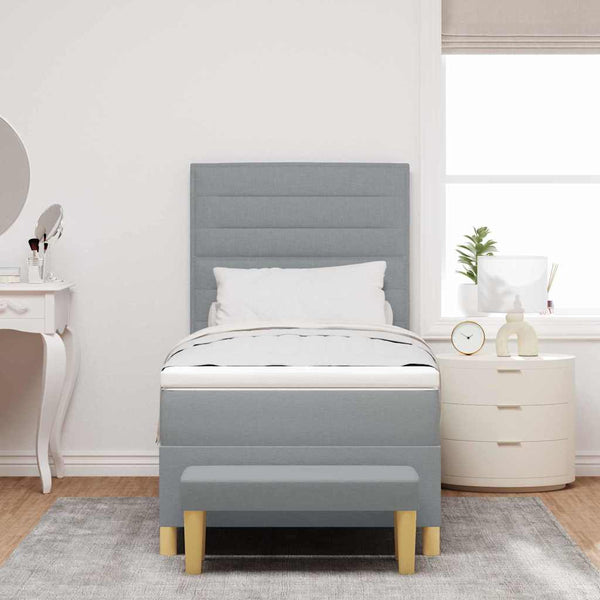 Boxspringbett Hellgrau 200x90 cm mit Kissen