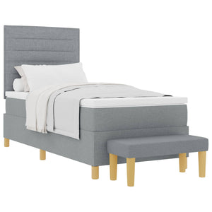 Boxspringbett Hellgrau 200x90 cm mit Kissen