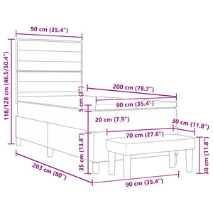 Boxspringbett Hellgrau 200x90 cm mit Kissen