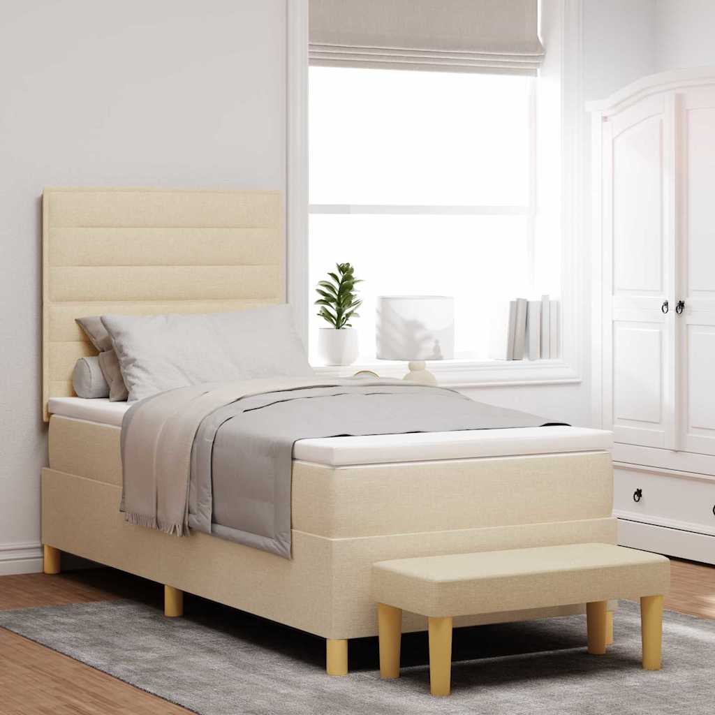 Boxspringbett Creme 200x90 cm mit Kissen