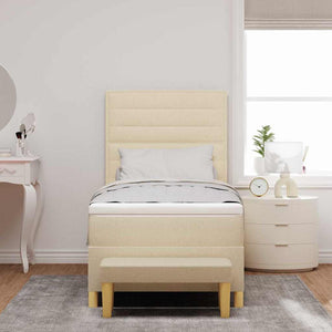 Boxspringbett Creme 200x90 cm mit Kissen