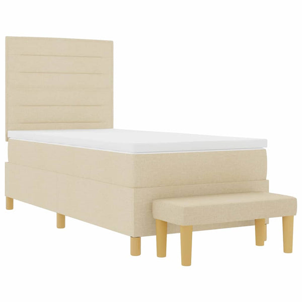 Boxspringbett Creme 200x90 cm mit Kissen