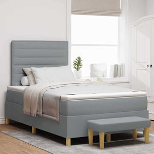 vidaXL Lit boxspring avec tête de lit Gris clair 190 x 120 cm Tissu