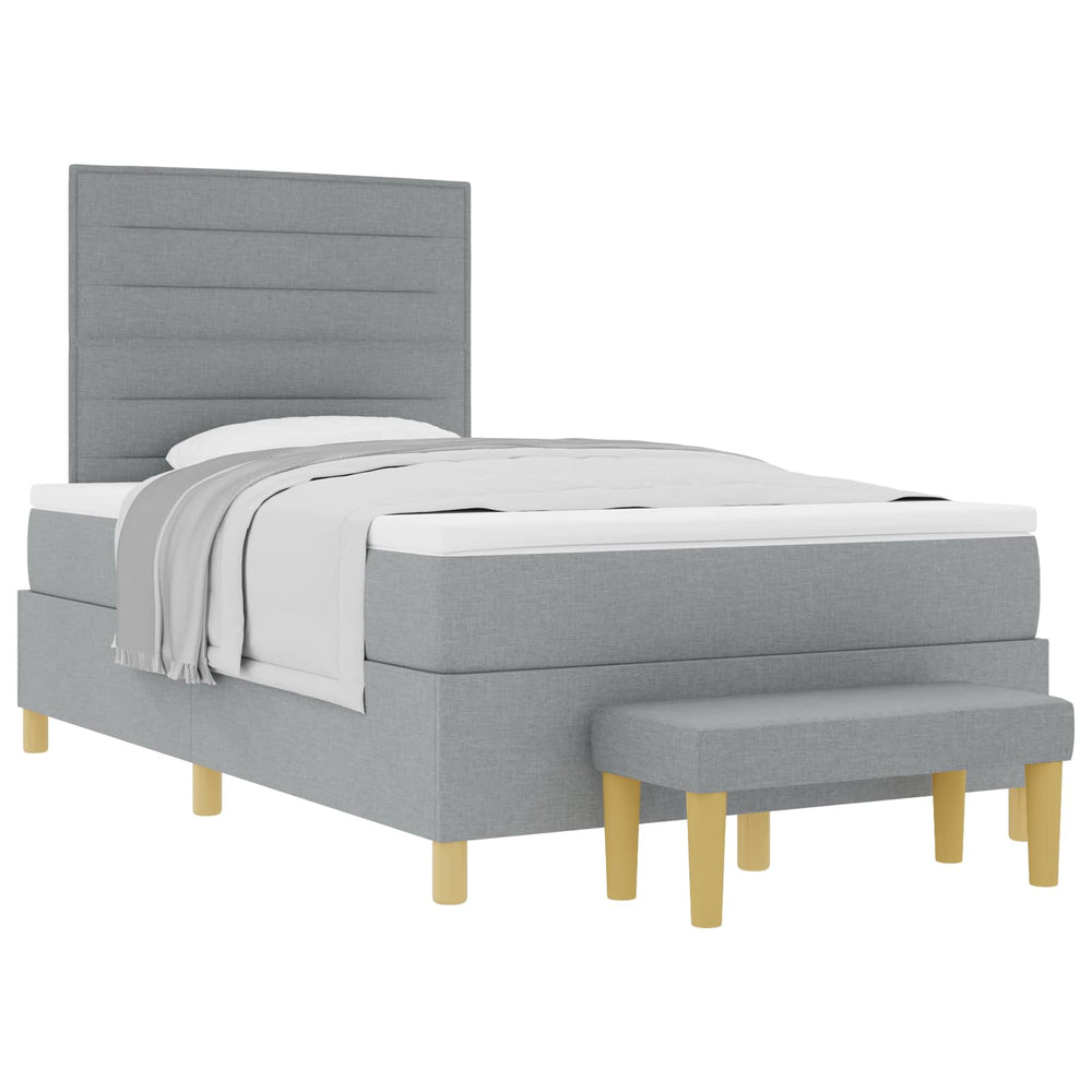 vidaXL Lit boxspring avec tête de lit Gris clair 190 x 120 cm Tissu