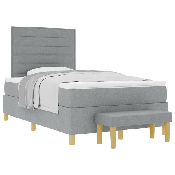 vidaXL Lit boxspring avec tête de lit Gris clair 190 x 120 cm Tissu