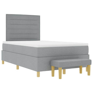 vidaXL Lit boxspring avec tête de lit Gris clair 190 x 120 cm Tissu