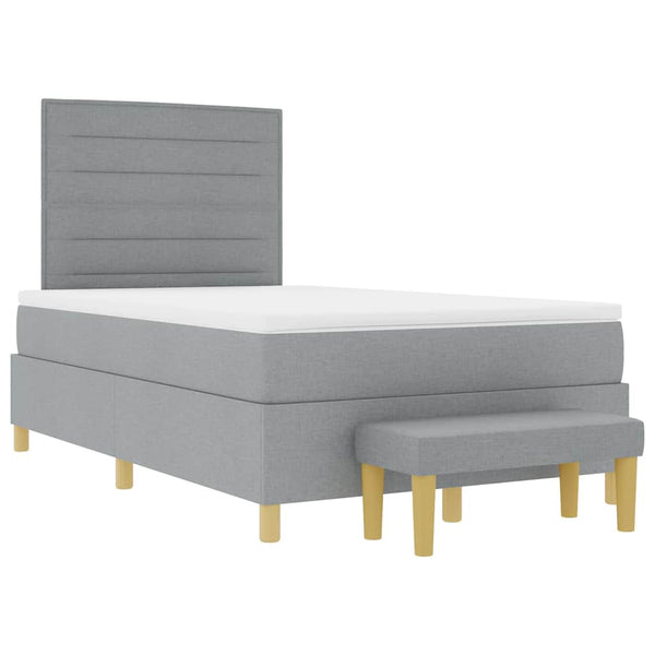vidaXL Lit boxspring avec tête de lit Gris clair 190 x 120 cm Tissu
