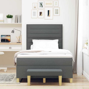 vidaXL Lit coffre tapissier avec tête de lit tissu gris foncé 190 x 120 cm