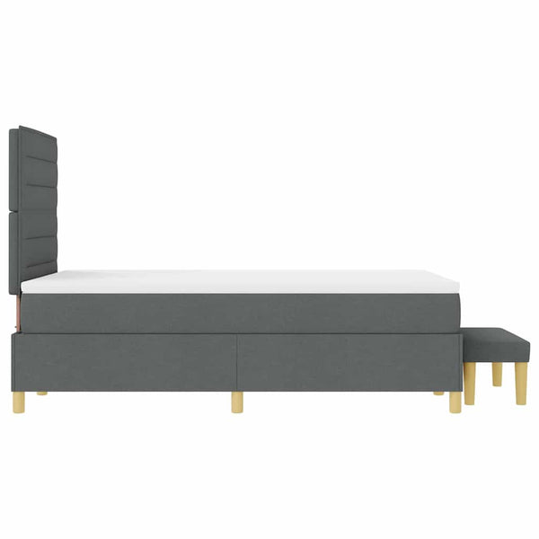 vidaXL Lit coffre tapissier avec tête de lit tissu gris foncé 190 x 120 cm