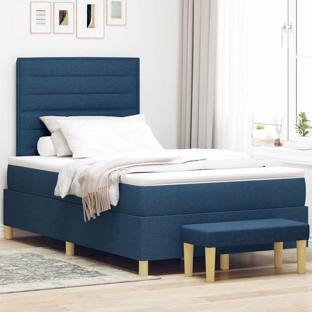 Boxspringbett Blau 190x120 cm mit Kissen