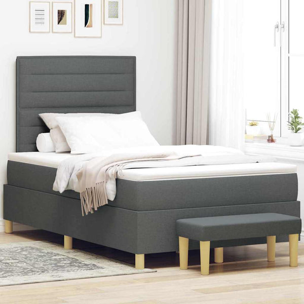 vidaXL Lit-coffre avec tête de lit gris foncé 200 x 120 cm tissu