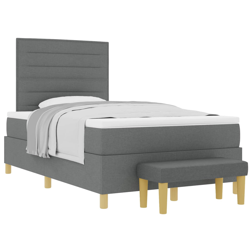 vidaXL Box Spring Bed with Headboard Dark Grey 200 x 120 cm Fabric