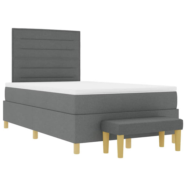vidaXL Lit-coffre avec tête de lit gris foncé 200 x 120 cm tissu