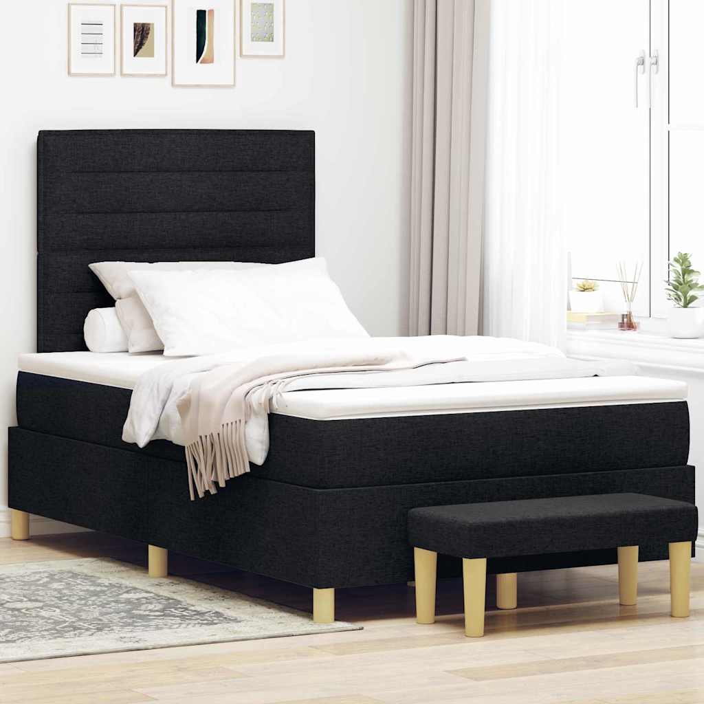 Lit coffre vidaXL avec tête de lit tissu noir 200 x 120 cm