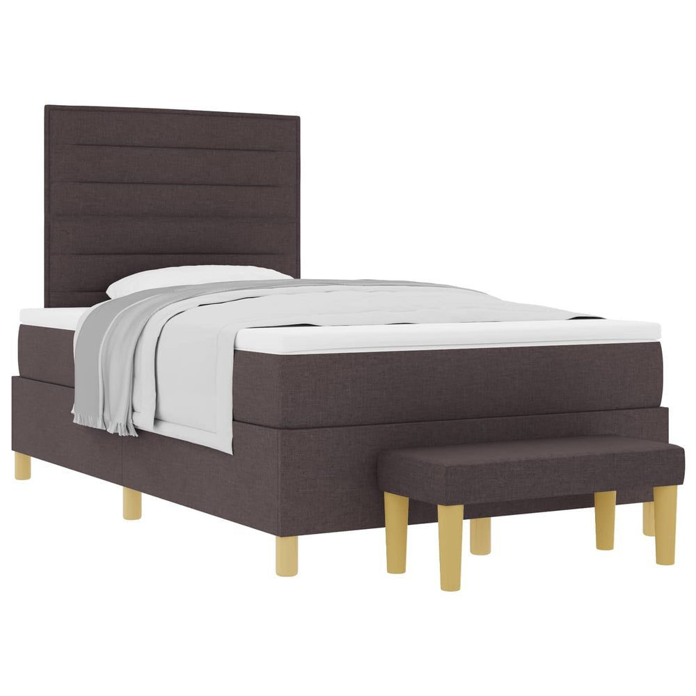vidaXL Box Spring Bed with Headboard Dark Brown 200 x 120 cm Fabric