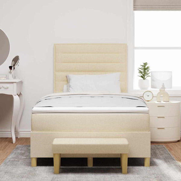 Boxspringbett Creme 200x120 cm mit Kopfteil