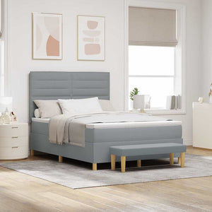 Boxspringbett Hellgrau 200x140 cm mit Kissen