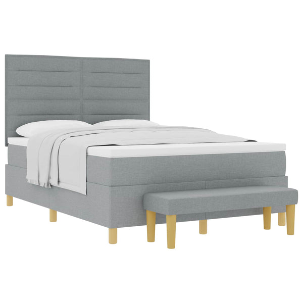 Boxspringbett Hellgrau 200x140 cm mit Kissen