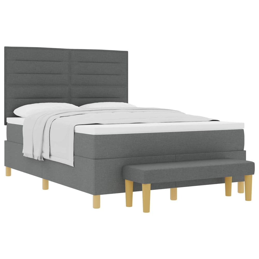 vidaXL Box Spring Bed with Pillows Dark Gray 200 x 140 cm Fabric