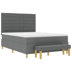 vidaXL Lit boxspring avec oreillers Gris foncé 200 x 140 cm Tissu